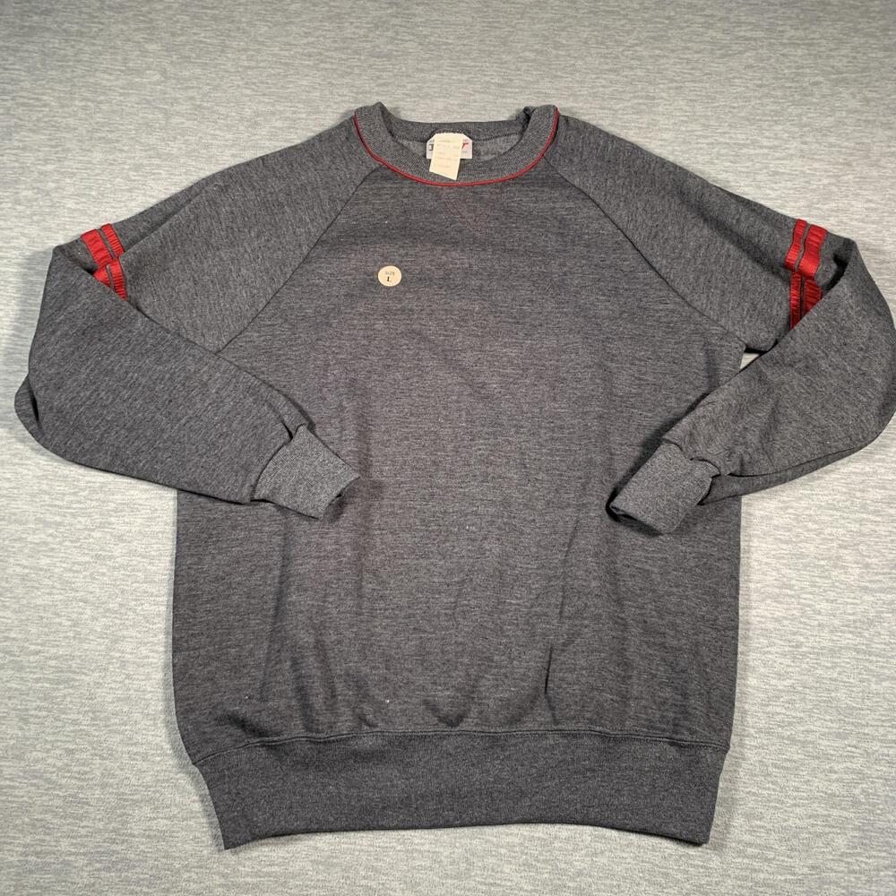 VINTAGE Bassett-Walker Sweatshirt Mens‎ Large Gray Crewneck Raglan Made USA 90s
